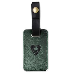 Elegant Heart With Piano And Clef On Damask Background Luggage Tag (one Side) by FantasyWorld7