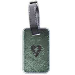 Elegant Heart With Piano And Clef On Damask Background Luggage Tag (two Sides) by FantasyWorld7