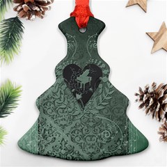 Elegant Heart With Piano And Clef On Damask Background Ornament (christmas Tree)  by FantasyWorld7