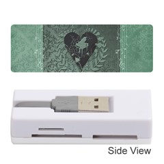 Elegant Heart With Piano And Clef On Damask Background Memory Card Reader (stick) by FantasyWorld7