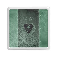 Elegant Heart With Piano And Clef On Damask Background Memory Card Reader (square) by FantasyWorld7