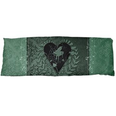 Elegant Heart With Piano And Clef On Damask Background Body Pillow Case Dakimakura (two Sides) by FantasyWorld7