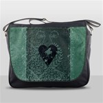 Elegant Heart With Piano And Clef On Damask Background Messenger Bag Front