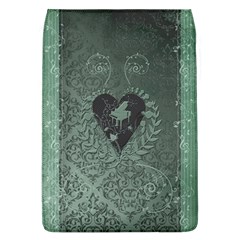 Elegant Heart With Piano And Clef On Damask Background Removable Flap Cover (l) by FantasyWorld7