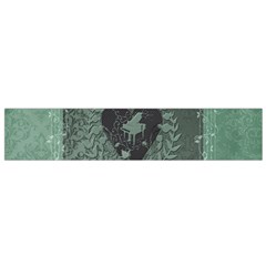 Elegant Heart With Piano And Clef On Damask Background Small Flano Scarf by FantasyWorld7