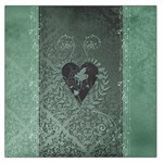 Elegant Heart With Piano And Clef On Damask Background Large Satin Scarf (Square) Front