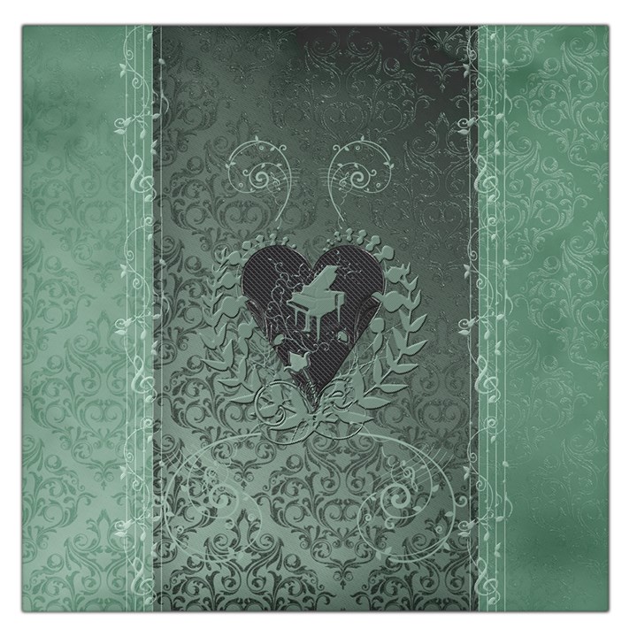 Elegant Heart With Piano And Clef On Damask Background Large Satin Scarf (Square)