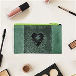 Elegant Heart With Piano And Clef On Damask Background Cosmetic Bag (XS) Back