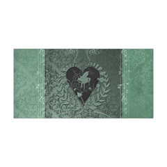 Elegant Heart With Piano And Clef On Damask Background Yoga Headband by FantasyWorld7