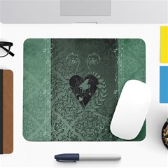 Elegant Heart With Piano And Clef On Damask Background Large Mousepads by FantasyWorld7