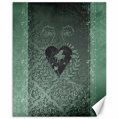 Elegant Heart With Piano And Clef On Damask Background Canvas 16  X 20  by FantasyWorld7