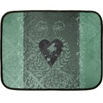 Elegant Heart With Piano And Clef On Damask Background Double Sided Fleece Blanket (Mini)  35 x27  Blanket Back