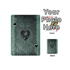 Elegant Heart With Piano And Clef On Damask Background Playing Cards 54 Designs (mini) by FantasyWorld7