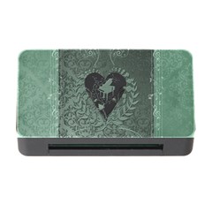 Elegant Heart With Piano And Clef On Damask Background Memory Card Reader With Cf by FantasyWorld7