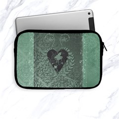 Elegant Heart With Piano And Clef On Damask Background Apple Ipad Mini Zipper Cases by FantasyWorld7