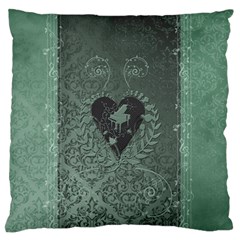 Elegant Heart With Piano And Clef On Damask Background Standard Flano Cushion Case (one Side) by FantasyWorld7