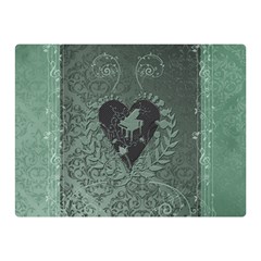 Elegant Heart With Piano And Clef On Damask Background Double Sided Flano Blanket (mini)  by FantasyWorld7