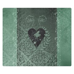 Elegant Heart With Piano And Clef On Damask Background Double Sided Flano Blanket (small)  by FantasyWorld7