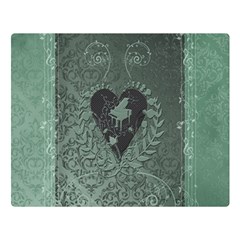 Elegant Heart With Piano And Clef On Damask Background Double Sided Flano Blanket (large)  by FantasyWorld7