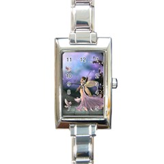 Little Fairy With Dove Rectangle Italian Charm Watch by FantasyWorld7