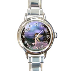 Little Fairy With Dove Round Italian Charm Watch by FantasyWorld7