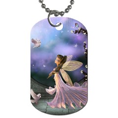 Little Fairy With Dove Dog Tag (one Side) by FantasyWorld7