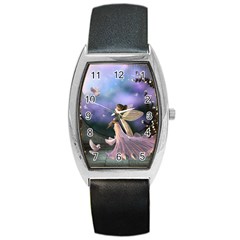 Little Fairy With Dove Barrel Style Metal Watch by FantasyWorld7