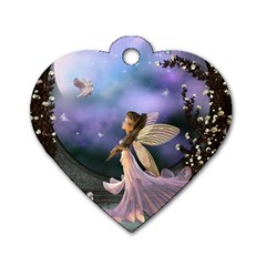 Little Fairy With Dove Dog Tag Heart (one Side) by FantasyWorld7