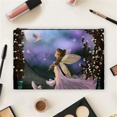 Little Fairy With Dove Cosmetic Bag (large) by FantasyWorld7