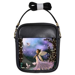 Little Fairy With Dove Girls Sling Bag by FantasyWorld7