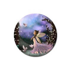 Little Fairy With Dove Magnet 3  (round) by FantasyWorld7