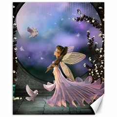 Little Fairy With Dove Canvas 11  X 14  by FantasyWorld7