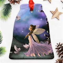 Little Fairy With Dove Bell Ornament (two Sides) by FantasyWorld7