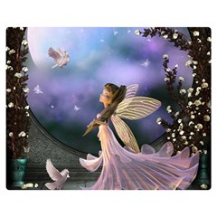 Little Fairy With Dove Double Sided Flano Blanket (medium)  by FantasyWorld7