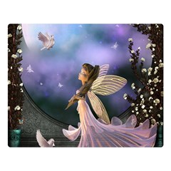 Little Fairy With Dove Double Sided Flano Blanket (large)  by FantasyWorld7