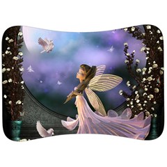 Little Fairy With Dove Velour Seat Head Rest Cushion by FantasyWorld7