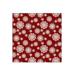 Snowflakes On Red Satin Bandana Scarf by bloomingvinedesign