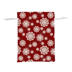 Snowflakes On Red Lightweight Drawstring Pouch (s) by bloomingvinedesign