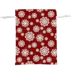 Snowflakes On Red  Lightweight Drawstring Pouch (xl)