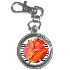 Tulip Watercolor Red And Black Stripes Key Chain Watches by picsaspassion