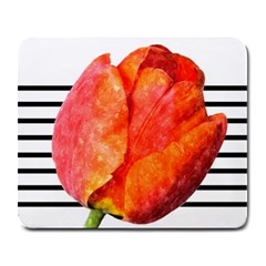 Tulip Watercolor Red And Black Stripes Large Mousepads by picsaspassion