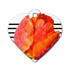 Tulip Watercolor Red And Black Stripes Dog Tag Heart (two Sides) by picsaspassion