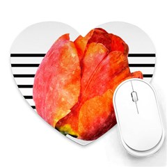 Tulip Watercolor Red And Black Stripes Heart Mousepads by picsaspassion