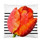 Tulip watercolor Red and black stripes Standard Cushion Case (Two Sides) Back