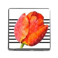 Tulip Watercolor Red And Black Stripes Memory Card Reader (square 5 Slot) by picsaspassion