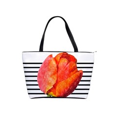 Tulip Watercolor Red And Black Stripes Classic Shoulder Handbag by picsaspassion