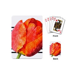 Tulip Watercolor Red And Black Stripes Playing Cards Single Design (mini) by picsaspassion