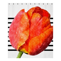 Tulip Watercolor Red And Black Stripes Shower Curtain 60  X 72  (medium)  by picsaspassion