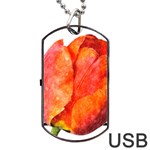 Tulip watercolor Red and black stripes Dog Tag USB Flash (Two Sides) Back