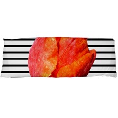 Tulip Watercolor Red And Black Stripes Body Pillow Case (dakimakura) by picsaspassion